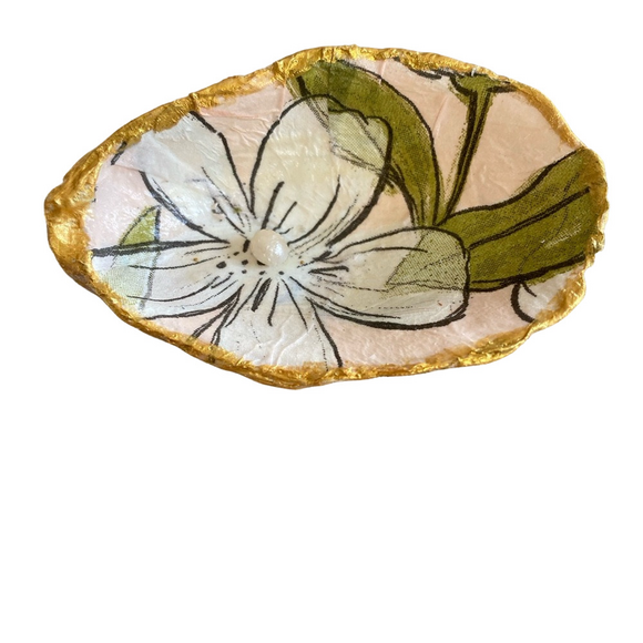 Handcrafted Floral Decorative shell dish - Picture 1 of 3
